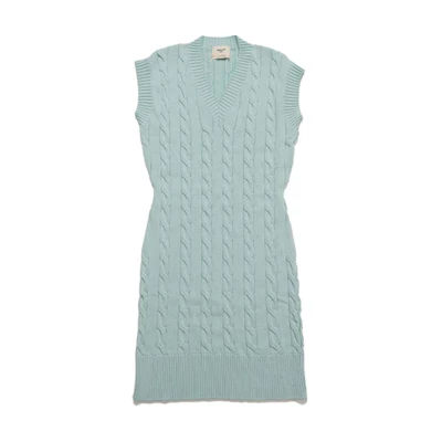 (Women) BALLY SS23 Solid Color V-Neck Sleeveless Knit Dress Light Green 6303844
