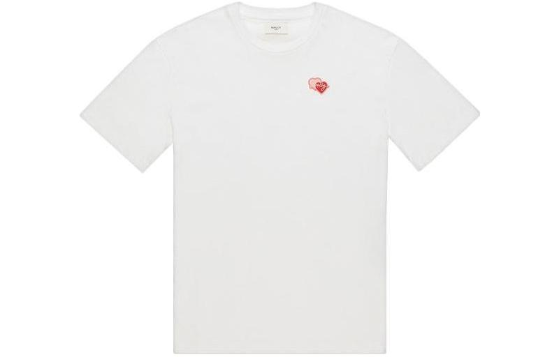 (Women) BALLY SS23  White Heart Print Crewneck T-Shirt in White. 6303948