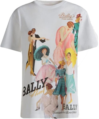 (W) BALLY SS24 Kemeja-T Lengan Pendek Putih dengan Cetakan Huruf. 6309126 Order (W) BALLY SS24 Kemeja-T Lengan Pendek Putih dengan Cetakan Huruf. 6309126