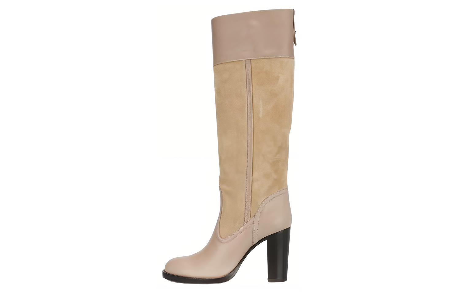 (W) BALLY Suede Fashion Chunky High Boot 'Nude'