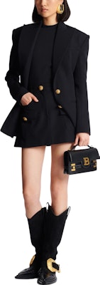 (W) 巴尔曼 黑色A字西部迷你裙配金色纽扣装饰 CF1LA359-WC09-0PA Lookbook (W) 巴尔曼 黑色A字西部迷你裙配金色纽扣装饰 CF1LA359-WC09-0PA