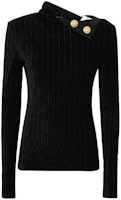 (Women) BALMAIN Black Button-Embellished Long Sleeve Sweater FW22 YF1AR255JD310PA (Women) BALMAIN Black Button-Embellished Long Sleeve Sweater FW22 YF1AR255JD310PA