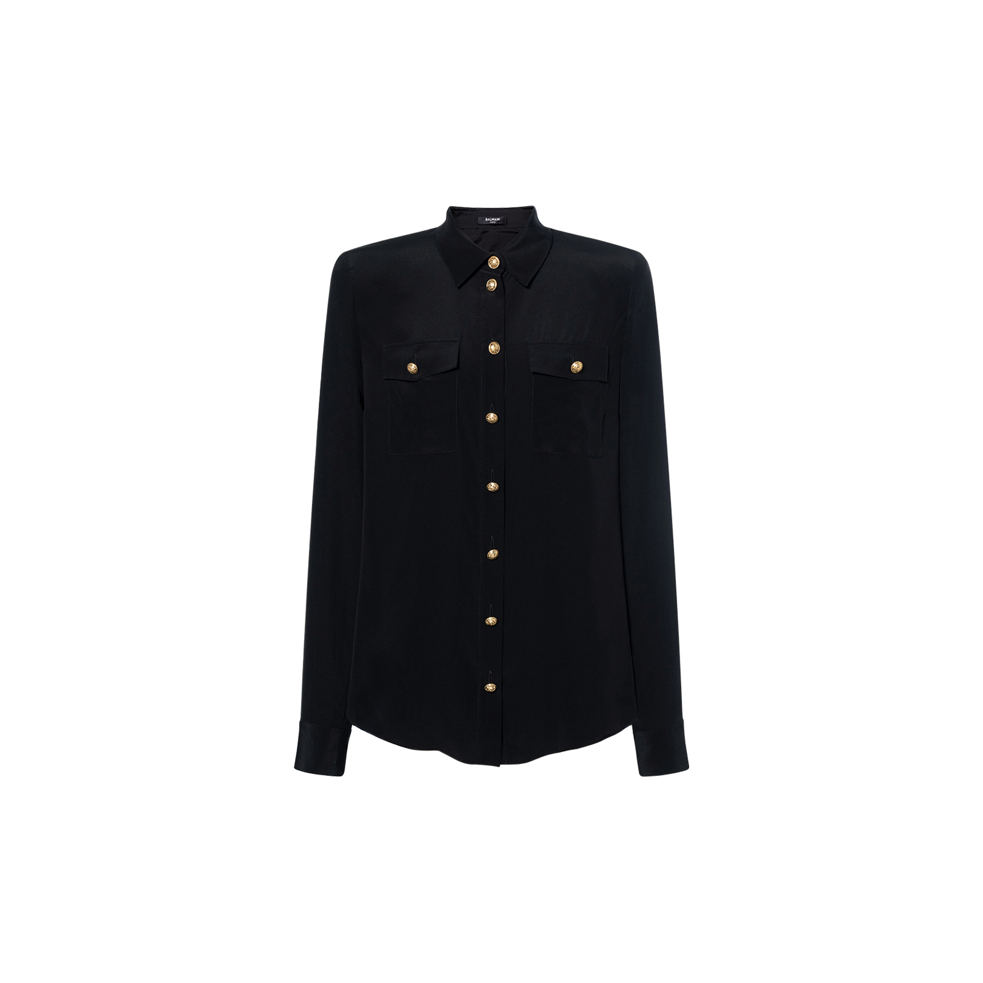 (Women) BALMAIN  Black Button Long Sleeve Loose Shirt CF1HS050-SD42-0PA