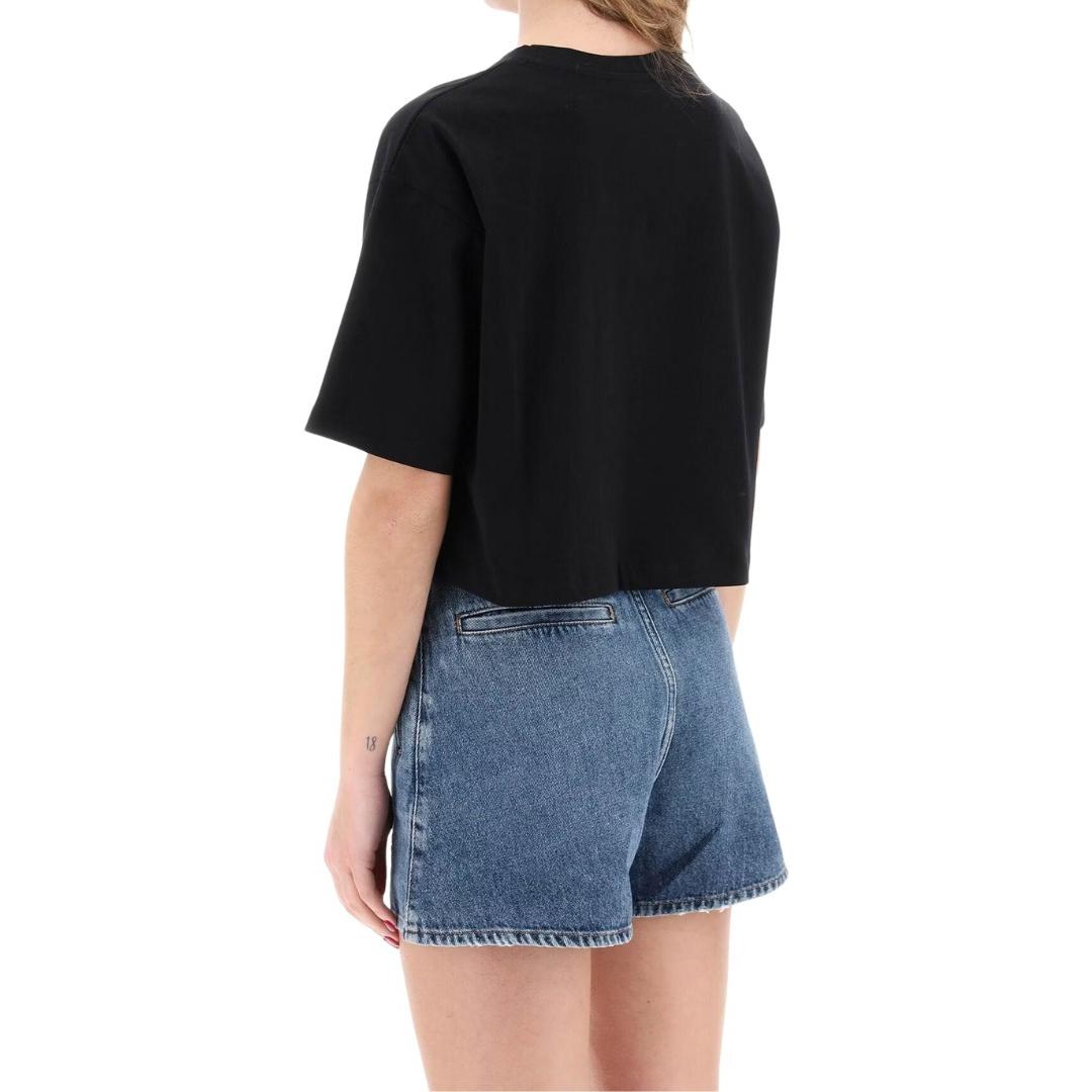 Purchase (W) 巴尔曼 黑色字母印花短袖圆领T恤 BF1EE020BB02-BDS