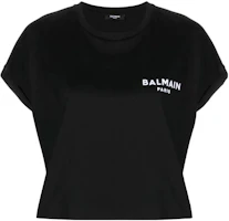 Order (W) BALMAIN 黑色短版T恤搭配立體標誌設計 YF1EE005BB01-EAB