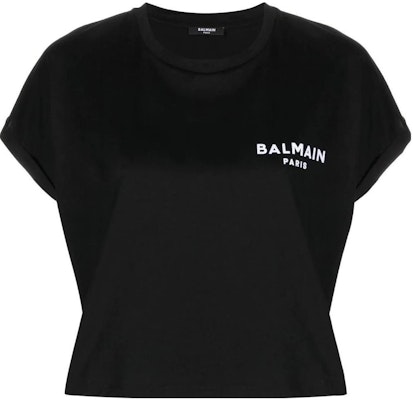 (W) 巴尔曼 黑色短款T恤带立体徽标设计. YF1EE005BB01-EAB Order (W) 巴尔曼 黑色短款T恤带立体徽标设计. YF1EE005BB01-EAB