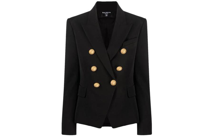 (Women) BALMAIN  Black Double-Breasted Long Sleeve Jacket. BF1SG008WC09-0PA