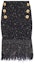 Order (W) 巴尔曼 黑色流苏亮片粗花呢迷你半身裙 休闲短裙 CF1LB049-KF46-EAD