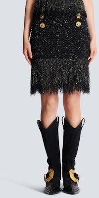 (W) 巴尔曼 黑色流苏亮片粗花呢迷你半身裙 休闲短裙 CF1LB049-KF46-EAD Details for (W) 巴尔曼 黑色流苏亮片粗花呢迷你半身裙 休闲短裙 CF1LB049-KF46-EAD