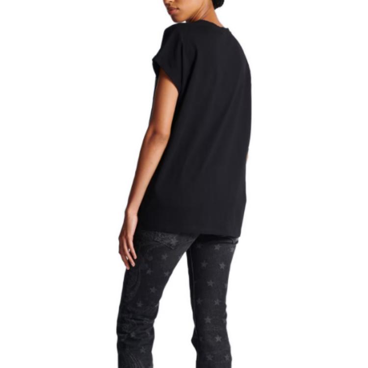 Details for (W) BALMAIN 黑色圖案印花短袖T恤 CF1EF010-GD30-EDK