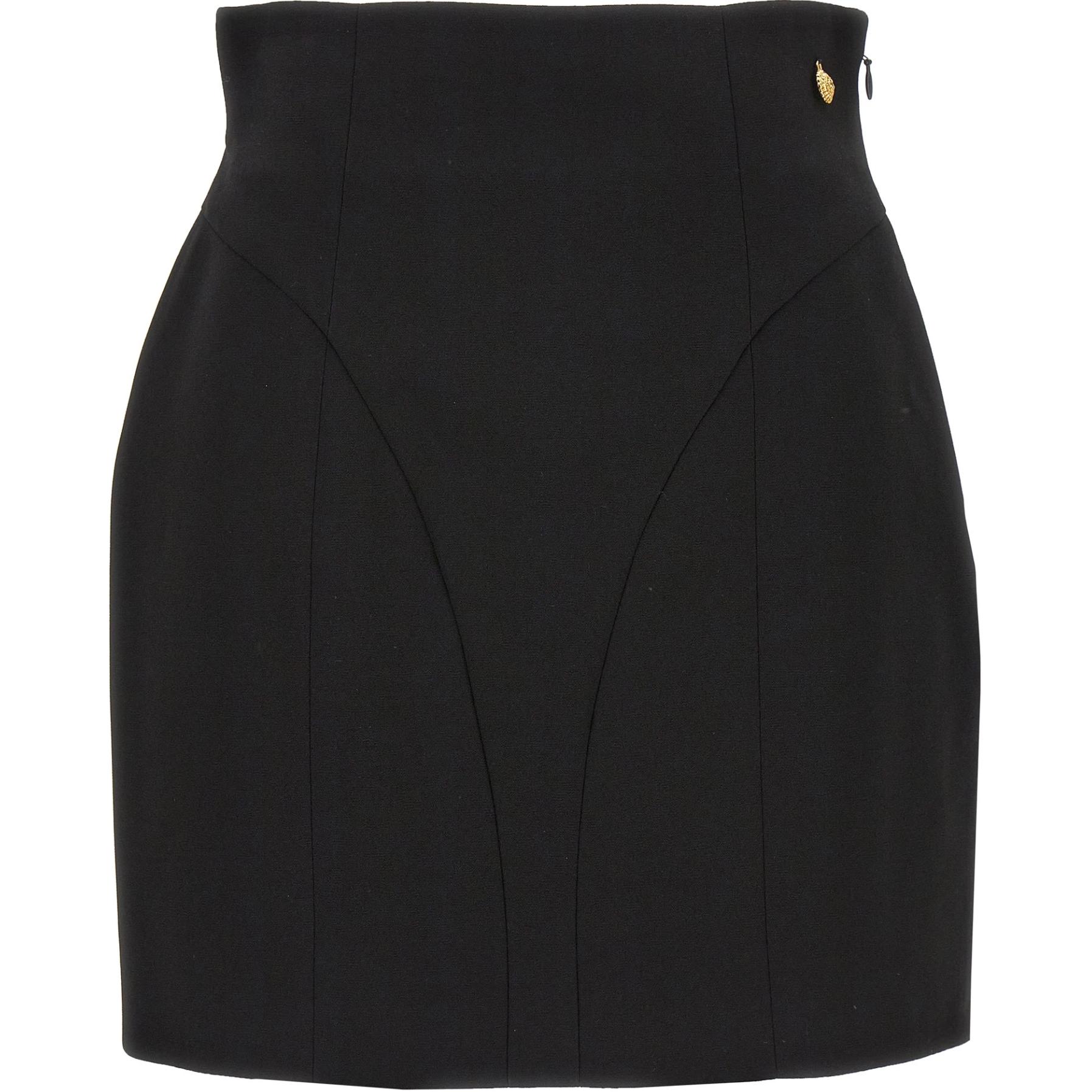 (Women) BALMAIN  Black High-Waist Slim Fit Zipper Casual Skirt. DF1LA465-VB00-0PA