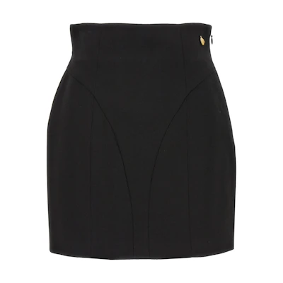 (Women) BALMAIN Black High-Waist Slim Fit Zipper Casual Skirt. DF1LA465-VB00-0PA