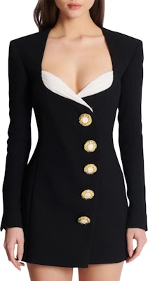 (W) 巴尔曼 黑色长袖对比纽扣拉链细节连衣裙. BF0R9073-WB86-EAB Lookbook (W) 巴尔曼 黑色长袖对比纽扣拉链细节连衣裙. BF0R9073-WB86-EAB