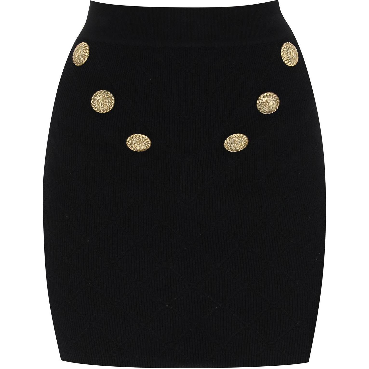 (Women) BALMAIN  Black Low Waist Slim Fit Zipper Casual Mini Skirt DF1LB290-KB07-0PA