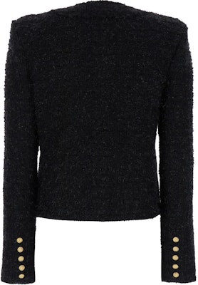 (Women) BALMAIN Black Metallic Button Round-Neck Long Sleeve Jacket DF1SK249-KG43-0PA Lookbook (Women) BALMAIN Black Metallic Button Round-Neck Long Sleeve Jacket DF1SK249-KG43-0PA