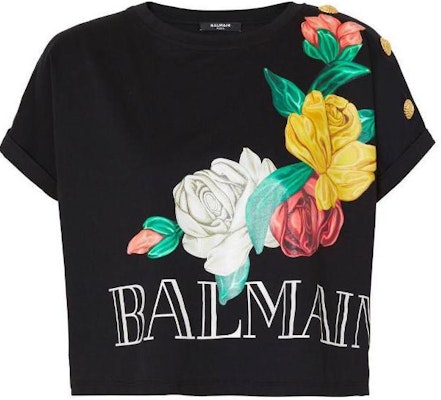 (W) 발망 블랙 로즈 프린트 반팔 티셔츠. CF0EE095GD50EAH Buy (W) 발망 블랙 로즈 프린트 반팔 티셔츠. CF0EE095GD50EAH