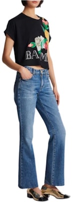 (W) 발망 블랙 로즈 프린트 반팔 티셔츠. CF0EE095GD50EAH Shop (W) 발망 블랙 로즈 프린트 반팔 티셔츠. CF0EE095GD50EAH