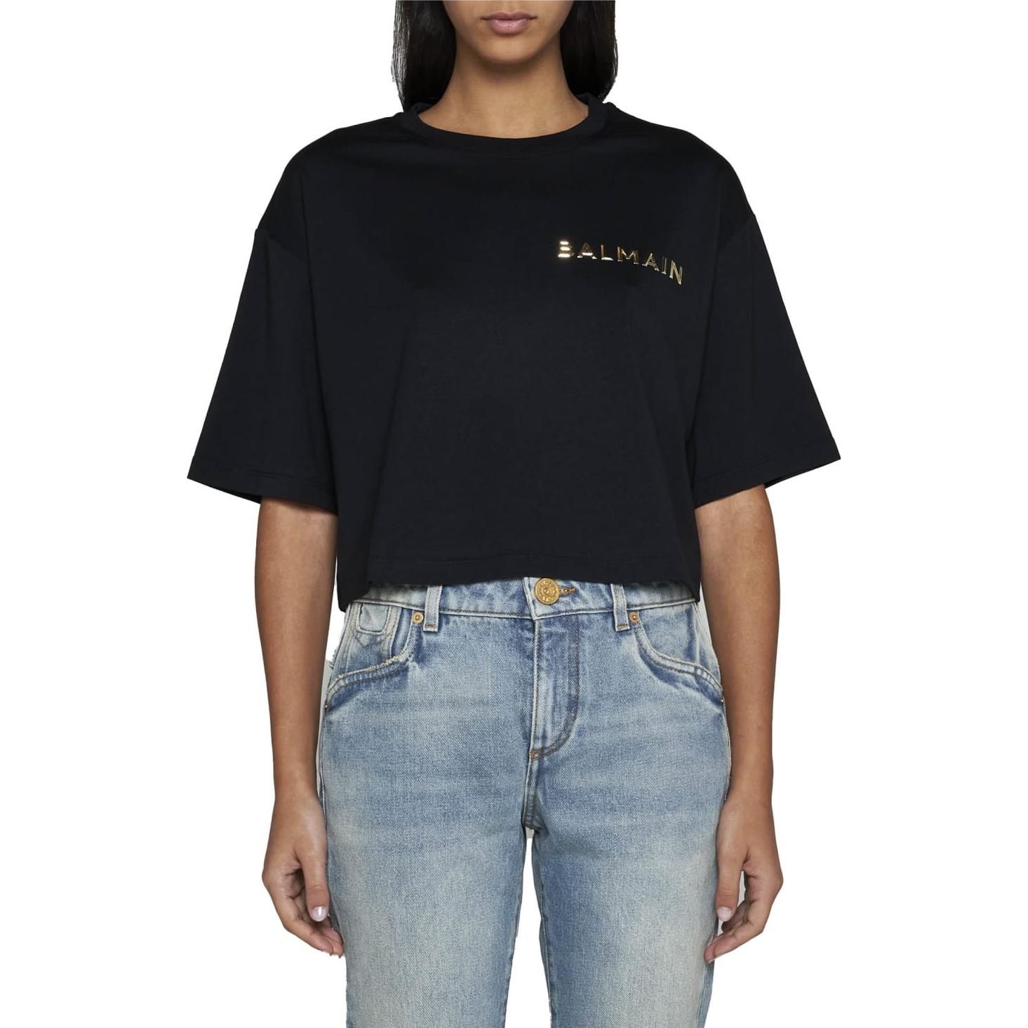 Shop (W) 발망 블랙 레터 프린트 크롭 반팔 티셔츠. CF1EE020-BC61-EAD