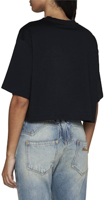 (W) 발망 블랙 레터 프린트 크롭 반팔 티셔츠. CF1EE020-BC61-EAD Purchase (W) 발망 블랙 레터 프린트 크롭 반팔 티셔츠. CF1EE020-BC61-EAD