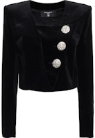(Women) BALMAIN Black Single-Breasted V-Neck Cropped Long Sleeve Jacket. BF0SD080-CE31-0PA (Women) BALMAIN Black Single-Breasted V-Neck Cropped Long Sleeve Jacket. BF0SD080-CE31-0PA