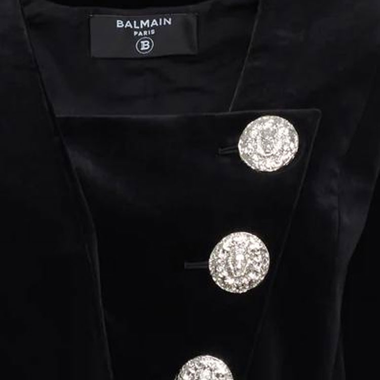 Sizing (W) 巴尔曼 黑色单排扣V领短款长袖外套. BF0SD080-CE31-0PA