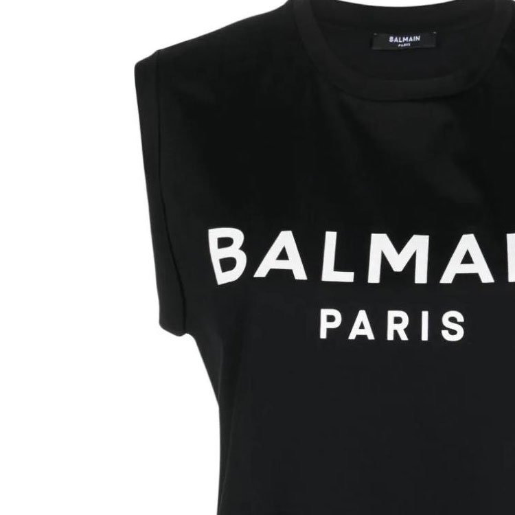 Purchase (W) BALMAIN 黑色無袖T恤帶標誌印花設計 CF1ED001-BB02-EAB