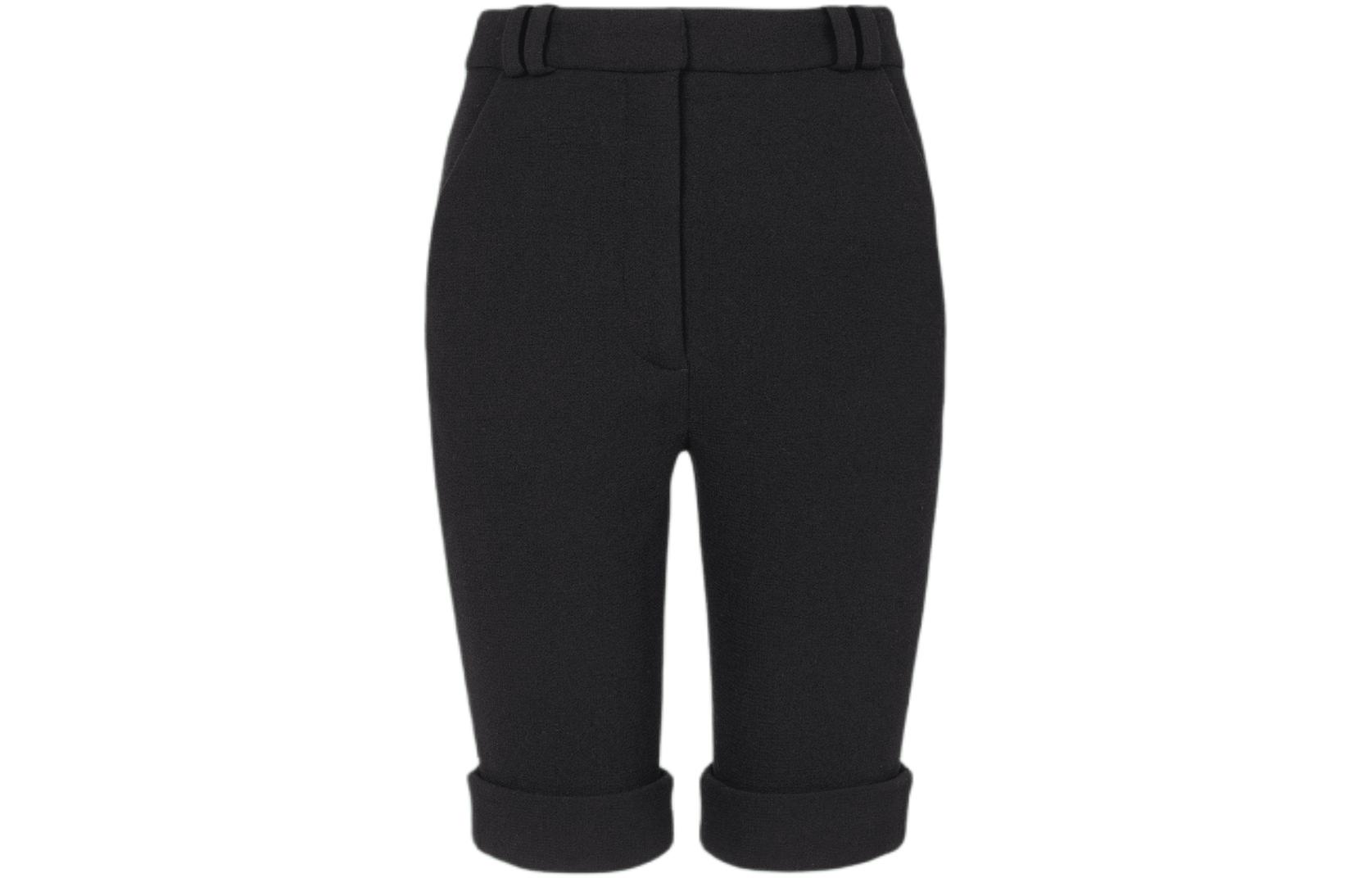 (Women) BALMAIN  Black Slim-Fit Elastic Waist Casual Shorts. CF0PB205WB860PA