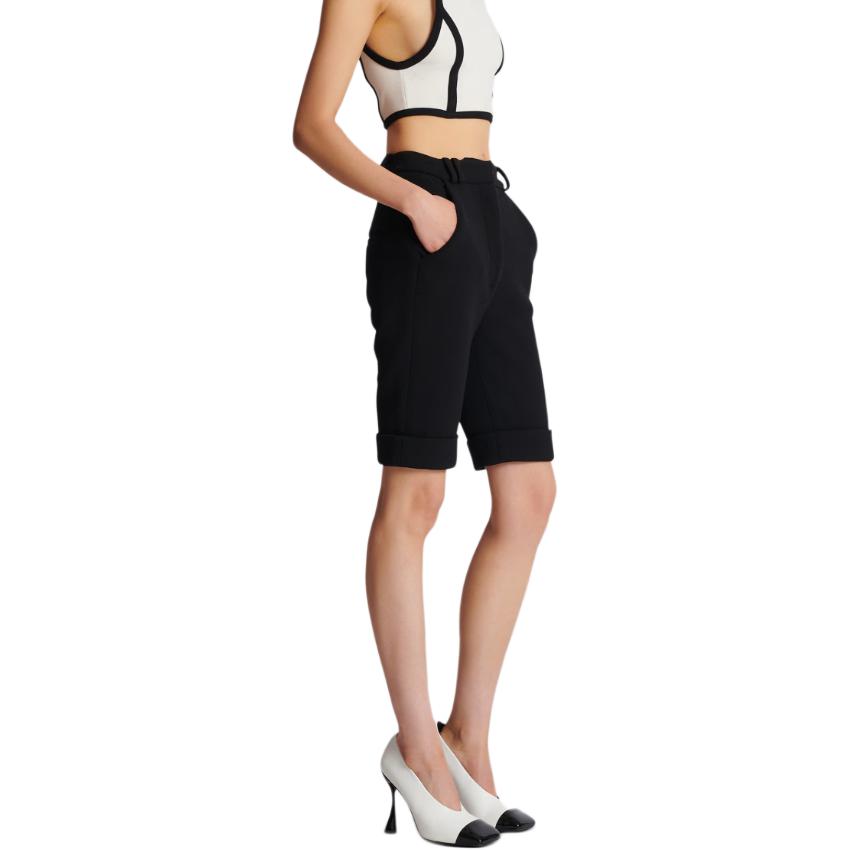 Lookbook (W) BALMAIN 黑色修身彈性腰休閒短褲 CF0PB205WB860PA