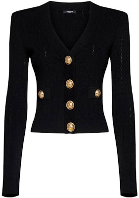 (W) BALMAIN Hitam Kardiigan Leher-V Lengan Panjang Sweater CF1KL007-KB07-0PA Buy (W) BALMAIN Hitam Kardiigan Leher-V Lengan Panjang Sweater CF1KL007-KB07-0PA