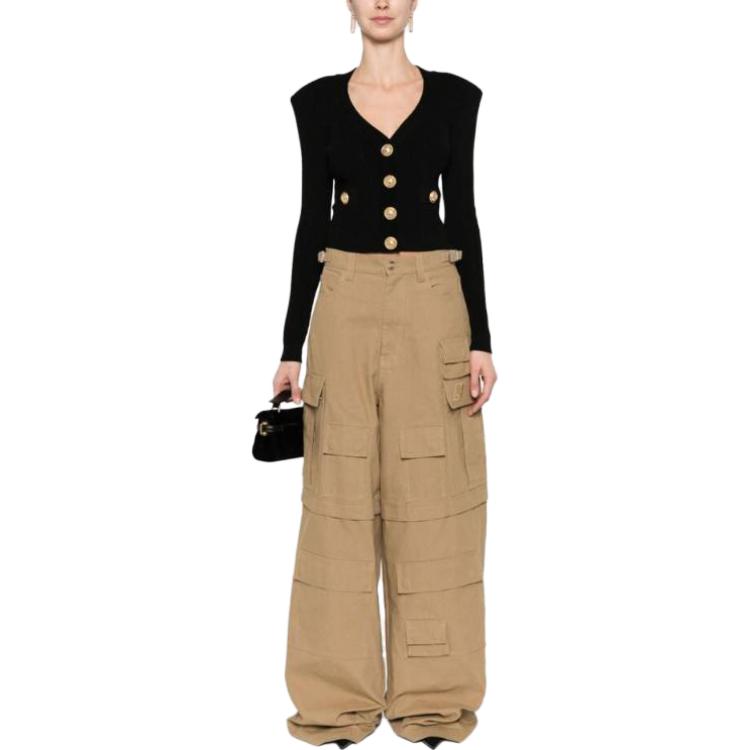 Lookbook (W) BALMAIN Hitam Kardiigan Leher-V Lengan Panjang Sweater CF1KL007-KB07-0PA