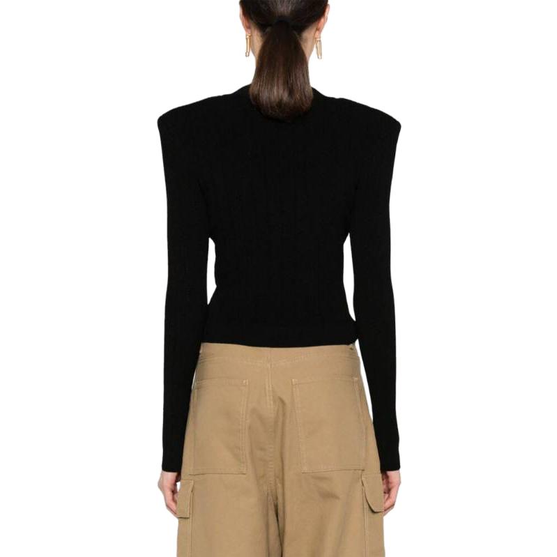 Shop (W) BALMAIN Hitam Kardiigan Leher-V Lengan Panjang Sweater CF1KL007-KB07-0PA