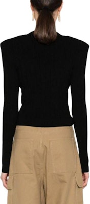 (W) BALMAIN Hitam Kardiigan Leher-V Lengan Panjang Sweater CF1KL007-KB07-0PA Shop (W) BALMAIN Hitam Kardiigan Leher-V Lengan Panjang Sweater CF1KL007-KB07-0PA