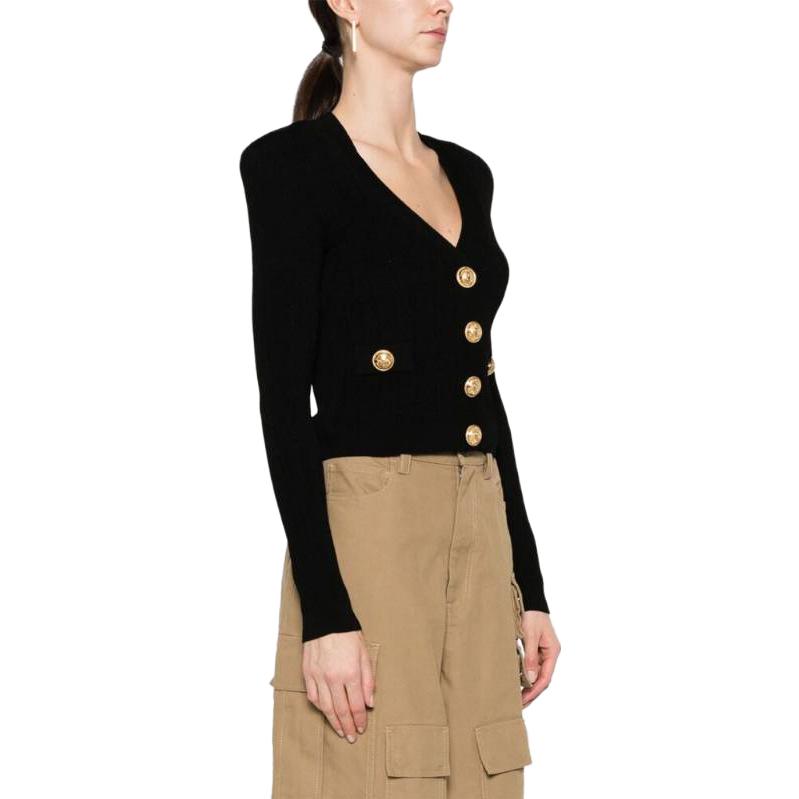 Purchase (W) BALMAIN Hitam Kardiigan Leher-V Lengan Panjang Sweater CF1KL007-KB07-0PA