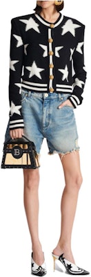 (W) 巴尔曼 黑色星星条纹提花针织长袖开衫毛衣. CF1KL131-KF92-EER Lookbook (W) 巴尔曼 黑色星星条纹提花针织长袖开衫毛衣. CF1KL131-KF92-EER