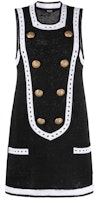 (Women) Balmain Black Striped Button Knit Sleeveless Mini Dress. BF1R5595-KE74-EHQ (Women) Balmain Black Striped Button Knit Sleeveless Mini Dress. BF1R5595-KE74-EHQ