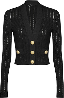 (W) 巴尔曼黑色V领长袖针织开衫. BF1KL018KE180PA Order (W) 巴尔曼黑色V领长袖针织开衫. BF1KL018KE180PA