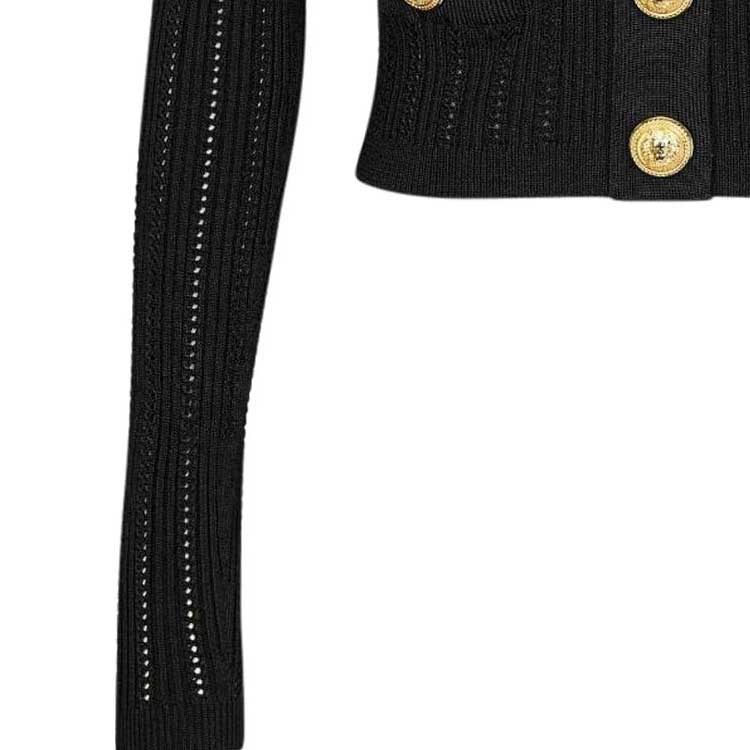 Sizing (W) 巴尔曼黑色V领长袖针织开衫. BF1KL018KE180PA