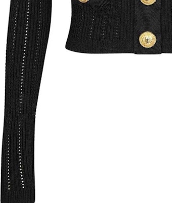 (W) 巴尔曼黑色V领长袖针织开衫. BF1KL018KE180PA Sizing (W) 巴尔曼黑色V领长袖针织开衫. BF1KL018KE180PA