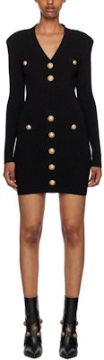 (Women) BALMAIN Black V-Neck Slim Fit Long Sleeve Short Dress. DF1R8059-KB07-OPA Shop (Women) BALMAIN Black V-Neck Slim Fit Long Sleeve Short Dress. DF1R8059-KB07-OPA