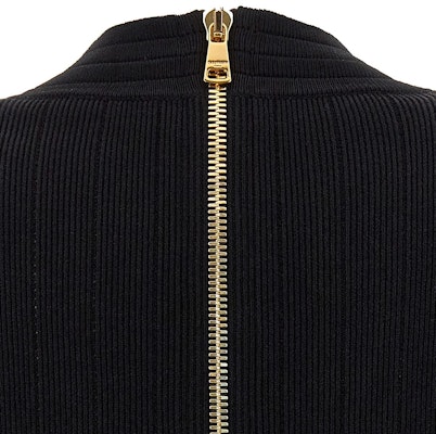 (Women) BALMAIN Black V-Neck Slim Fit Long Sleeve Short Dress. DF1R8059-KB07-OPA Sizing (Women) BALMAIN Black V-Neck Slim Fit Long Sleeve Short Dress. DF1R8059-KB07-OPA