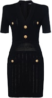 (Women) BALMAIN Black V-Neck Slim Fit Short Sleeve Dress CF0R6032-KF24-0PA (Women) BALMAIN Black V-Neck Slim Fit Short Sleeve Dress CF0R6032-KF24-0PA