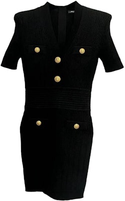 (W) 巴尔曼 黑色V领修身短袖连衣裙 CF0R6032-KF24-0PA Order (W) 巴尔曼 黑色V领修身短袖连衣裙 CF0R6032-KF24-0PA