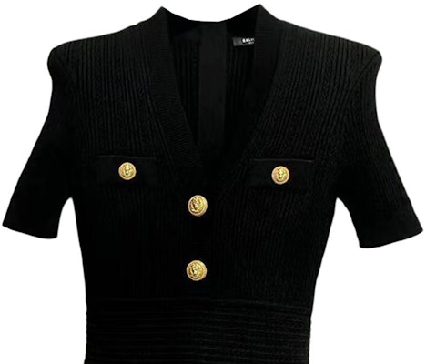 (W) 巴尔曼 黑色V领修身短袖连衣裙 CF0R6032-KF24-0PA Lookbook (W) 巴尔曼 黑色V领修身短袖连衣裙 CF0R6032-KF24-0PA