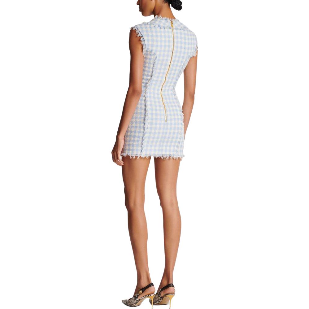 Shop (W) 巴尔曼 蓝色格纹无袖迷你连衣裙 CF1R5019-CE70-SLJ