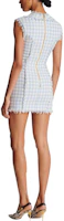 Shop (Women) BALMAIN Blue Check Print Sleeveless Mini Dress CF1R5019-CE70-SLJ