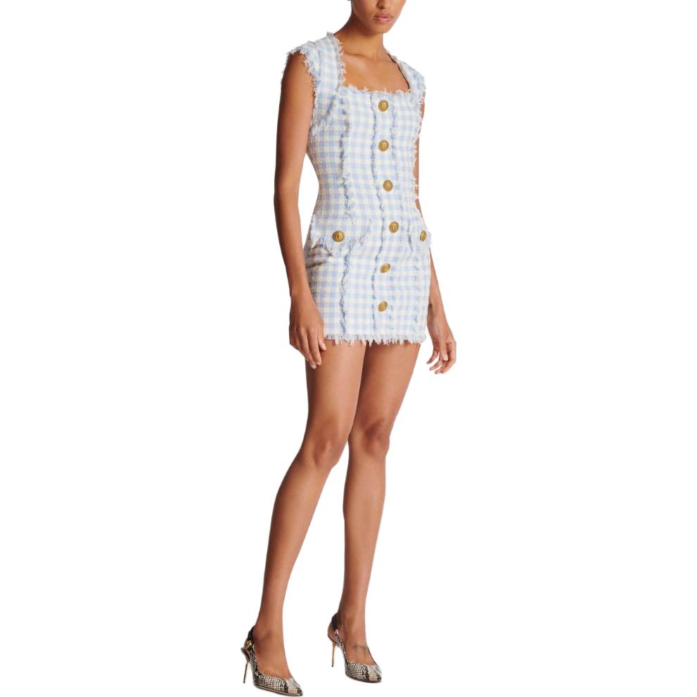 Purchase (W) 巴尔曼 蓝色格纹无袖迷你连衣裙 CF1R5019-CE70-SLJ