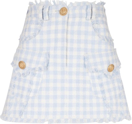 (W) 巴尔曼 蓝色格纹拉链休闲短裙 CF1LA375-CE70-SLJ Order (W) 巴尔曼 蓝色格纹拉链休闲短裙 CF1LA375-CE70-SLJ