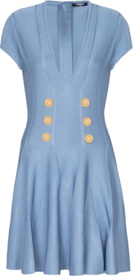 (W) BALMAIN 藍色無袖深V鈕扣細節迷你洋裝 CF1R7167-KB41-6DI Order (W) BALMAIN 藍色無袖深V鈕扣細節迷你洋裝 CF1R7167-KB41-6DI