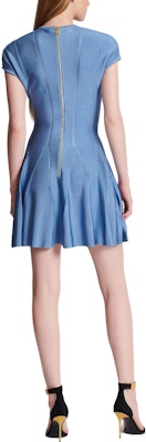 (W) BALMAIN 藍色無袖深V鈕扣細節迷你洋裝 CF1R7167-KB41-6DI Shop (W) BALMAIN 藍色無袖深V鈕扣細節迷你洋裝 CF1R7167-KB41-6DI