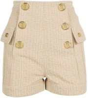 (Women) BALMAIN Classic Logo Jacquard Button Shorts Beige. XF1MA010CB65-GID (Women) BALMAIN Classic Logo Jacquard Button Shorts Beige. XF1MA010CB65-GID